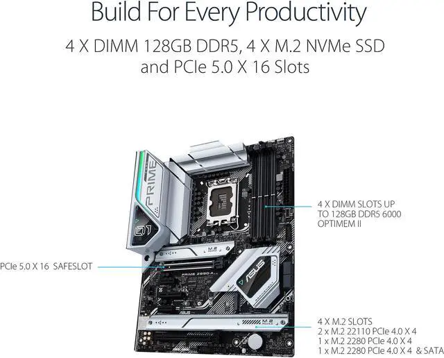 Alt view image 6 of 7 - ASUS Prime Z690-A LGA 1700(Intel®12th&13th) ATX motherboard (16+1 DrMOS,PCIe 5.0,DDR5,4x M.2, Intel® 2.5 Gb LAN,USB 3.2 Gen 2 front panel Type-C,Thunderbolt™ 4,Aura Sync RGB lighting)