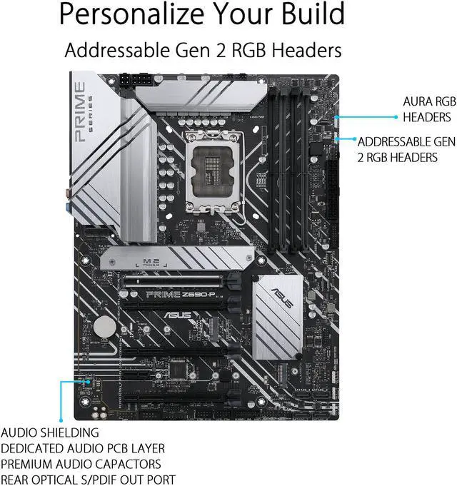 Alt view image 7 of 7 - ASUS Prime Z690-P LGA 1700 (Intel® 12th&13th Gen) ATX motherboard (PCIe 5.0, DDR5,14+1 Power Stages,3x M.2,2.5Gb LAN,V-M.2 e-key,front panel USB 3.2 Gen 1 USB Type-C®,Thunderbolt™ 4 support,Arua Sync)