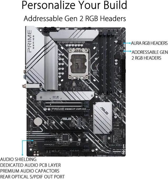 Alt view image 3 of 7 - ASUS Prime Z690-P WiFi D4 LGA 1700(Intel® 12th&13th Gen) ATX motherboard (PCIe 5.0,DDR4,14+1 Power Stages,3x M.2, WiFi 6,Bluetooth v5.2,2.5Gb LAN, front panel USB 3.2 Gen 1 USB Type-C®,Thunderbolt™ 4 support,Arua Sync)