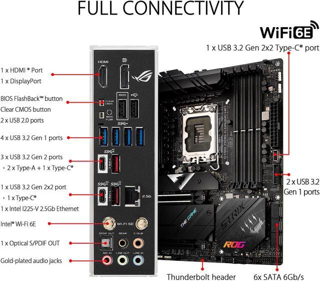 Alt view image 6 of 7 - ASUS ROG Strix Z690-G Gaming WiFi 6E LGA 1700(Intel® 12th&13th Gen) Micro ATX gaming motherboard(PCIe 5.0,DDR5,14+1 power stages,2.5 Gb LAN,Bluetooth v5.2,Thunderbolt 4,3xM.2/NVMe SSD and Front panel USB 3.2 Gen 2x2 Type-C connector)