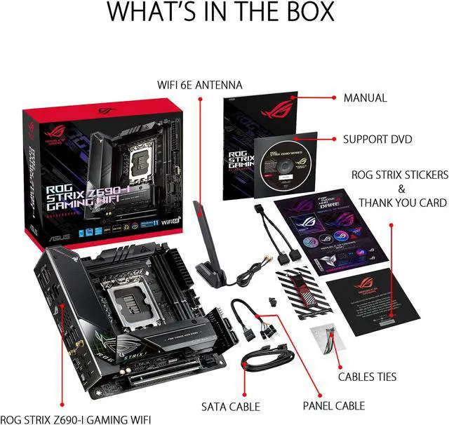 Alt view image 7 of 7 - ASUS ROG Strix Z690-I Gaming WiFi 6E LGA 1700 (Intel® 12th&13th&14th Gen) mini-ITX gaming motherboard (PCIe 5.0,DDR5,10 layer PCB,10+1 power stages,Thunderbolt 4 Onboard,Intel® 2.5 Gb LAN,USB 3.2 Gen 2x2 front panel Type-C)