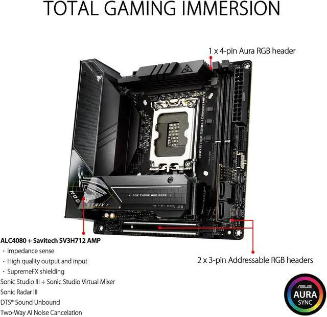 Alt view image 4 of 7 - ASUS ROG Strix Z690-I Gaming WiFi 6E LGA 1700 (Intel® 12th&13th&14th Gen) mini-ITX gaming motherboard (PCIe 5.0,DDR5,10 layer PCB,10+1 power stages,Thunderbolt 4 Onboard,Intel® 2.5 Gb LAN,USB 3.2 Gen 2x2 front panel Type-C)