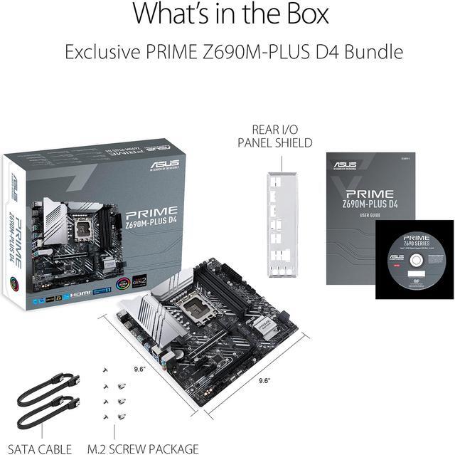 Alt view image 7 of 6 - ASUS Prime Z690M-Plus D4 LGA 1700(Intel® 12th&13th Gen) microATX motherboard (PCIe 5.0,DDR4,10+1 Power Stages,3x M.2,1Gb LAN,USB 3.2 Gen 2x2 Type-C®,front USB 3.2 Gen 1 Type-C®connector,Thunderbolt™ 4 support,Arua Sync)