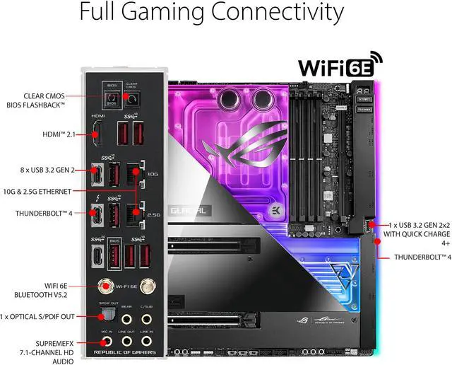 Alt view image 5 of 6 - ASUS ROG Maximus Z690 Extreme Glacial (WiFi 6E) LGA 1700(Intel® 12th&13th Gen) EATX gaming motherboard (Integrated EK® Ultrablock,PCIe 5.0,DDR5,24+1 105A power stages,5x M.2,1xPCIe 5.0 M.2,10Gb&2.5Gb LAN,2xThunderbolt 4 onboard.)