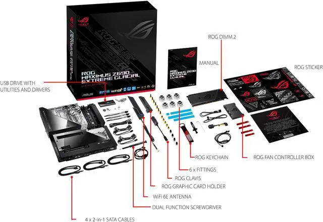 Alt view image 6 of 6 - ASUS ROG Maximus Z690 Extreme Glacial (WiFi 6E) LGA 1700(Intel® 12th&13th Gen) EATX gaming motherboard (Integrated EK® Ultrablock,PCIe 5.0,DDR5,24+1 105A power stages,5x M.2,1xPCIe 5.0 M.2,10Gb&2.5Gb LAN,2xThunderbolt 4 onboard.)