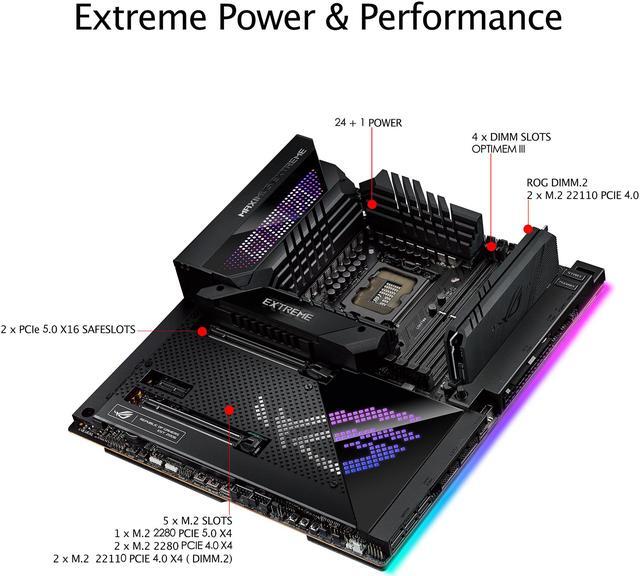 Alt view image 4 of 6 - ASUS ROG Maximus Z690 Extreme (WiFi 6E) LGA 1700(Intel®12th&13th Gen) EATX gaming motherboard (PCIe 5.0, DDR5,24+1 105A power stages,5x M.2,1xPCIe 5.0 M.2,10Gb&2.5Gb LAN,2xThunderbolt 4 onboard, AniMe Matrix LED.)