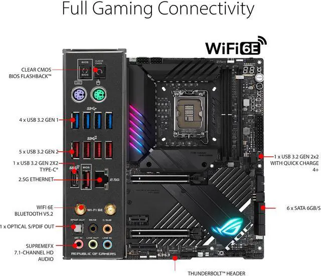 Alt view image 6 of 7 - ASUS ROG Maximus Z690 Apex (WiFi 6E) LGA 1700(Intel®12th&13th Gen) ATX gaming motherboard (PCIe® 5.0, DDR5,24+0 power stages,DDR5,5x M.2,1xPCIe 5.0 M.2,USB 3.2 Gen 2x2 front-panel connector with Quick Charge 4+ Support)