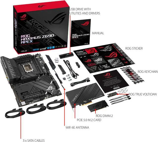 Alt view image 7 of 7 - ASUS ROG Maximus Z690 Apex (WiFi 6E) LGA 1700(Intel®12th&13th Gen) ATX gaming motherboard (PCIe® 5.0, DDR5,24+0 power stages,DDR5,5x M.2,1xPCIe 5.0 M.2,USB 3.2 Gen 2x2 front-panel connector with Quick Charge 4+ Support)