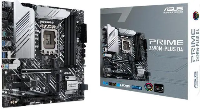 Main image of ASUS PRIME Z690M-PLUS D4 LGA 1700 Intel Z690 SATA 6Gb/s Micro ATX Intel Motherboard