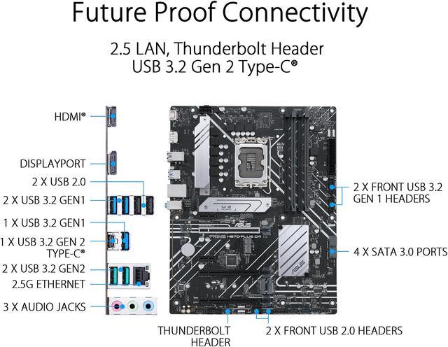 Alt view image 6 of 7 - ASUS PRIME H670-PLUS D4 LGA 1700 (Intel 12th & 13th Gen) ATX Motherboard (PCIe 4.0, DDR4, 3xM.2 slots, 2.5Gb LAN, DP, HDMI, Aura Sync)