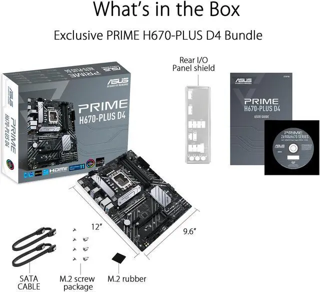 Alt view image 7 of 7 - ASUS PRIME H670-PLUS D4 LGA 1700 (Intel 12th & 13th Gen) ATX Motherboard (PCIe 4.0, DDR4, 3xM.2 slots, 2.5Gb LAN, DP, HDMI, Aura Sync)
