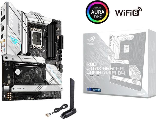 ASUS ROG STRIX B660-A GAMING WIFI D4 LGA 1700 (Intel 12th & 13th Gen) ATX  Gaming Motherboard (PCIe 5.0, 12+1 power stages, WiFi 6, 2.5 Gb LAN, 3xM.2  slots with heatsinks, PCIe 4.0 NVMe SSD support) 