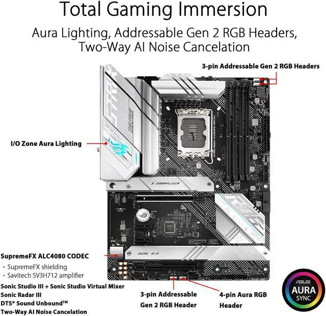 Alt view image 4 of 6 - ASUS ROG STRIX B660-A GAMING WIFI D4 LGA 1700 (Intel 12th & 13th Gen) ATX Gaming Motherboard (PCIe 5.0, 12+1 power stages, WiFi 6, 2.5 Gb LAN, 3xM.2 slots with heatsinks, PCIe 4.0 NVMe SSD support)