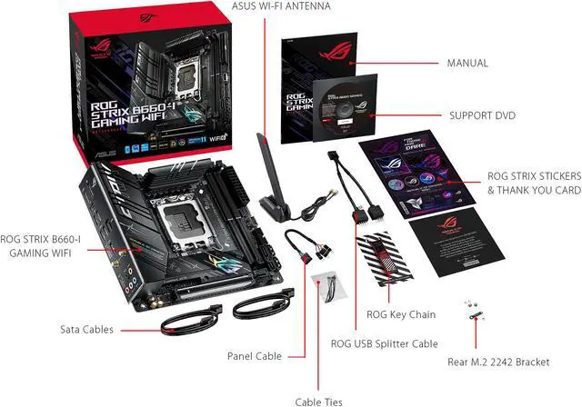 Alt view image 7 of 7 - ASUS ROG STRIX B660-I GAMING WIFI LGA 1700 (Intel 12th & 13th Gen) Mini-ITX Gaming Motherboard (PCIe 5.0, 8+1 power stages, DDR5, WiFi 6, 2.5 Gb LAN, 2xM.2 PCIe 4.0 NVMe SSD support, USB 3.2 Gen 2x2 Type-C)