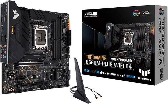 ASUS TUF GAMING B660M-PLUS WIFI D4 LGA 1700 (Intel 12th & 13th Gen) mATX  Gaming Motherboard (PCIe 5.0, DDR4, 10+1 DrMOS, 2xPCIe 4.0 M.2 Slots, WiFi  6,