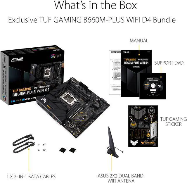 Alt view image 6 of 6 - ASUS TUF GAMING B660M-PLUS WIFI D4 LGA 1700 (Intel 12th & 13th Gen) mATX Gaming Motherboard (PCIe 5.0, DDR4, 10+1 DrMOS, 2xPCIe 4.0 M.2 Slots, WiFi 6, 2.5 Gb LAN, Front USB 3.2 Gen 1 Type-C)