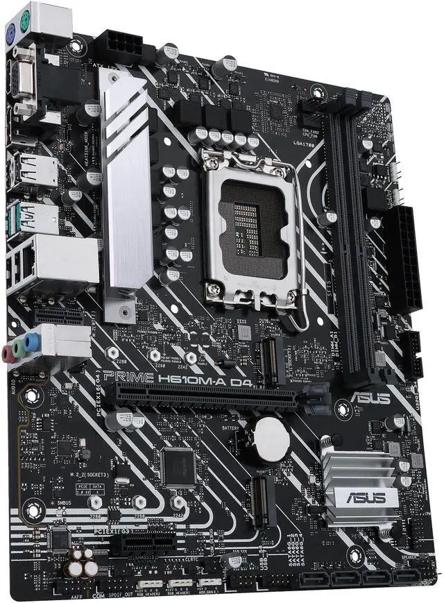 Alt view image 4 of 8 - ASUS PRIME H610M-A D4-CSM LGA 1700 (Intel 12th & 13th Gen) Micro-ATX Commercial Motherboard (PCIe 4.0, DDR4, 2xM.2 slots, 1Gb LAN, rear USB 3.2 Gen 2 ports, DP/HDMI/D-Sub, SPI-TPM header, ACCE)