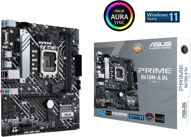 Alt view image 7 of 8 - ASUS PRIME H610M-A D4-CSM LGA 1700 (Intel 12th & 13th Gen) Micro-ATX Commercial Motherboard (PCIe 4.0, DDR4, 2xM.2 slots, 1Gb LAN, rear USB 3.2 Gen 2 ports, DP/HDMI/D-Sub, SPI-TPM header, ACCE)