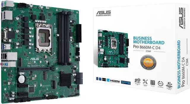 Alt view image 7 of 8 - ASUS Pro B660M-C D4-CSM LGA 1700 (Intel 12th&13th Gen) Micro-ATX Commercial Motherboard (PCIe 4.0, DDR4, 2xM.2 slots, M.2 slot only (Key E), front USB 3.2 Gen 1 Type-C, TPM 2.0 IC onboard, Q-LED Core, Mono-out header(with Amp IC))
