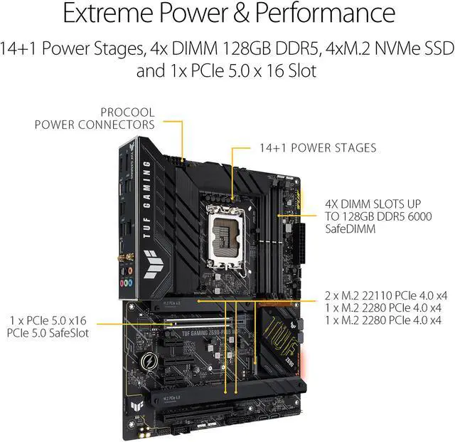 Alt view image 3 of 6 - ASUS TUF Gaming Z690-Plus WiFi LGA 1700(Intel 12th,13th & 14th Gen) ATX gaming motherboard(PCIe 5.0, DDR5,4xM.2/NVMe SSD,14+1 power stages,WiFi 6,front USB 3.2 Gen 2 Type-C®,Thunderbolt 4