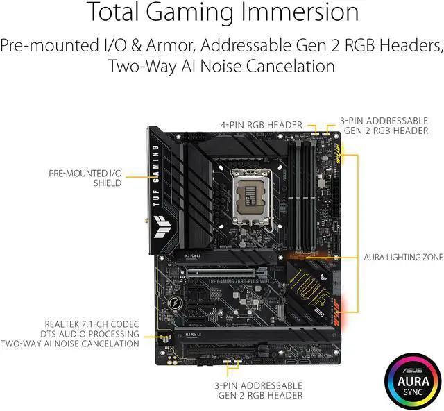 Alt view image 5 of 6 - ASUS TUF Gaming Z690-Plus WiFi LGA 1700(Intel 12th,13th & 14th Gen) ATX gaming motherboard(PCIe 5.0, DDR5,4xM.2/NVMe SSD,14+1 power stages,WiFi 6,front USB 3.2 Gen 2 Type-C®,Thunderbolt 4