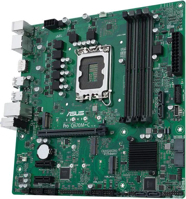 Alt view image 3 of 7 - ASUS Pro Q670M-C-CSM LGA 1700 (Intel 12th & 13th Gen & Intel vPro) mATX Commercial Motherboard (PCIe 4.0, DDR5 4800, 2xNVMe SSD M.2 slots, 4xUSB 3.2 Gen 2 ports, front USB 3.2 Gen 1 Type-C)