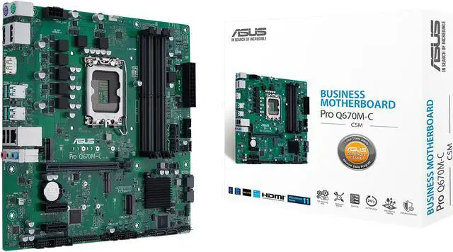 Alt view image 6 of 7 - ASUS Pro Q670M-C-CSM LGA 1700 (Intel 12th & 13th Gen & Intel vPro) mATX Commercial Motherboard (PCIe 4.0, DDR5 4800, 2xNVMe SSD M.2 slots, 4xUSB 3.2 Gen 2 ports, front USB 3.2 Gen 1 Type-C)