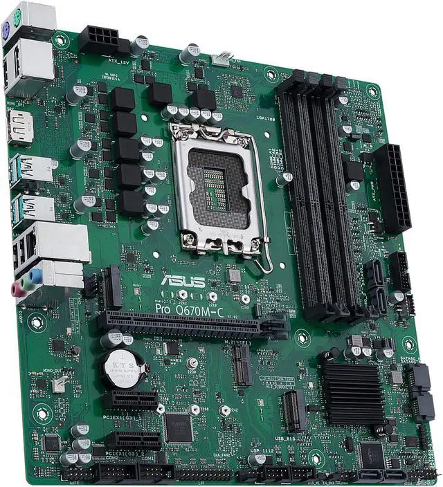 Alt view image 4 of 7 - ASUS Pro Q670M-C-CSM LGA 1700 (Intel 12th & 13th Gen & Intel vPro) mATX Commercial Motherboard (PCIe 4.0, DDR5 4800, 2xNVMe SSD M.2 slots, 4xUSB 3.2 Gen 2 ports, front USB 3.2 Gen 1 Type-C)