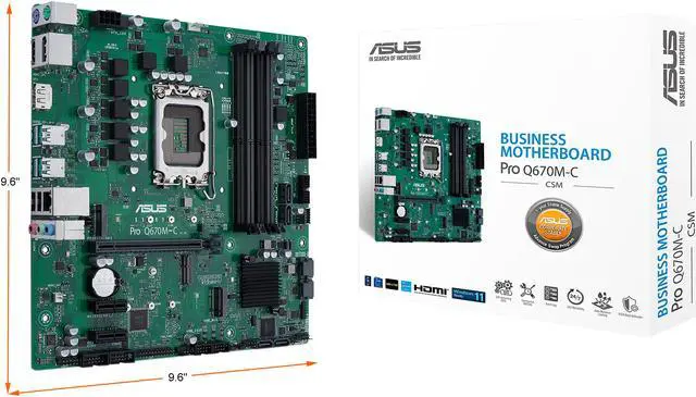 Alt view image 7 of 7 - ASUS Pro Q670M-C-CSM LGA 1700 (Intel 12th & 13th Gen & Intel vPro) mATX Commercial Motherboard (PCIe 4.0, DDR5 4800, 2xNVMe SSD M.2 slots, 4xUSB 3.2 Gen 2 ports, front USB 3.2 Gen 1 Type-C)