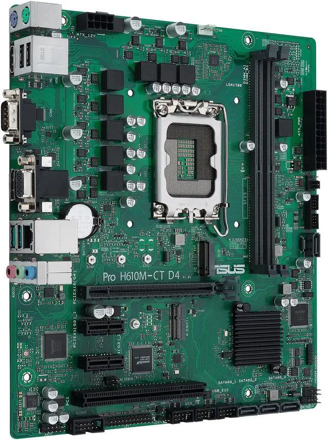 Alt view image 3 of 8 - ASUS Pro H610M-CT D4-CSM LGA 1700 (Intel 12th & 13th Gen & Intel vPro) TCO-optimized Commercial Motherboard (PCIe 4.0, DDR4 3200, DP, HDMI, D-Sub, USB 3.2 Gen 2, M.2, M.2 key E slot, TPM IC onboard)