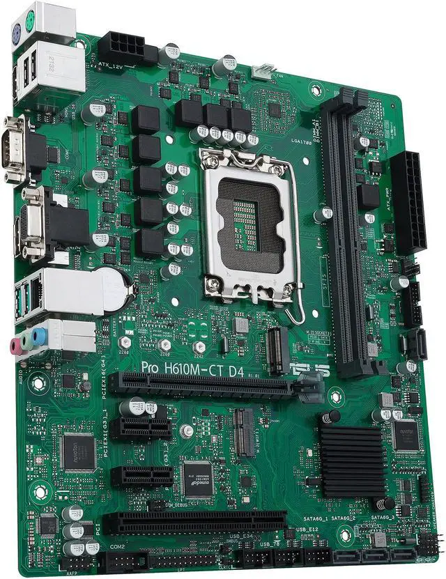 Alt view image 6 of 8 - ASUS Pro H610M-CT D4-CSM LGA 1700 (Intel 12th & 13th Gen & Intel vPro) TCO-optimized Commercial Motherboard (PCIe 4.0, DDR4 3200, DP, HDMI, D-Sub, USB 3.2 Gen 2, M.2, M.2 key E slot, TPM IC onboard)