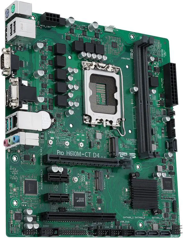 Alt view image 4 of 8 - ASUS Pro H610M-CT D4-CSM LGA 1700 (Intel 12th & 13th Gen & Intel vPro) TCO-optimized Commercial Motherboard (PCIe 4.0, DDR4 3200, DP, HDMI, D-Sub, USB 3.2 Gen 2, M.2, M.2 key E slot, TPM IC onboard)