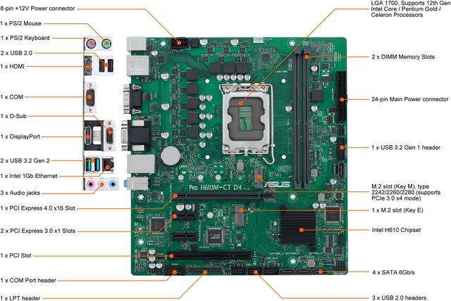 ASUS Pro H610M-CT D4-CSM LGA 1700 (Intel 12th & 13th Gen & Intel