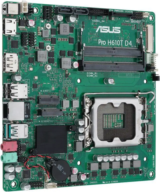 Alt view image 3 of 8 - ASUS Pro H610T D4-CSM LGA 1700 (Intel 12th & 13th Gen & Intel vPro) TCO-optimized Commercial Motherboard (PCIe 4.0, DP, LVDS, SO-DIMM DDR4 3200, USB 3.2 Gen 2, M.2 PCIe 4.0 slot, M.2 key E slot)