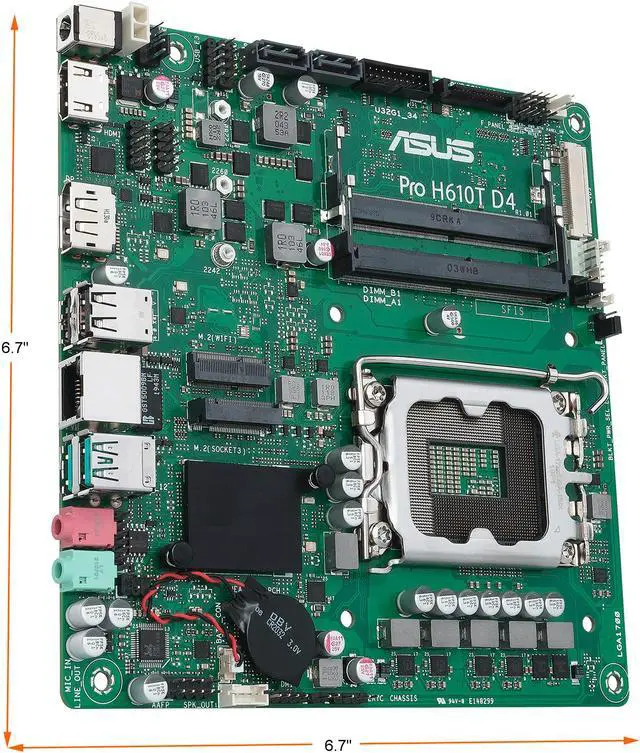 Alt view image 6 of 8 - ASUS Pro H610T D4-CSM LGA 1700 (Intel 12th & 13th Gen & Intel vPro) TCO-optimized Commercial Motherboard (PCIe 4.0, DP, LVDS, SO-DIMM DDR4 3200, USB 3.2 Gen 2, M.2 PCIe 4.0 slot, M.2 key E slot)