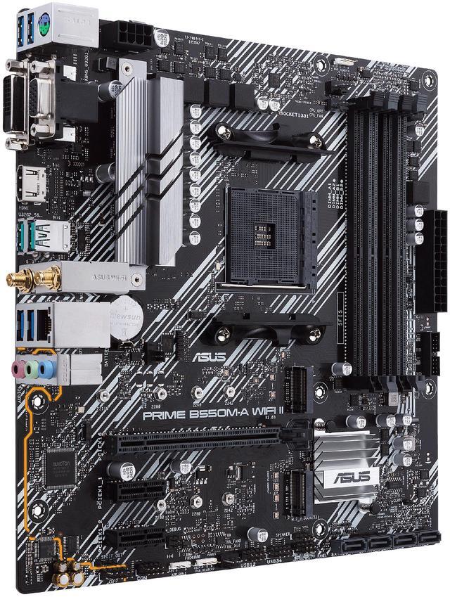 Alt view image 2 of 9 - ASUS Prime B550M-A WiFi II AMD AM4 (3rd Gen Ryzen) Micro ATX Motherboard (PCIe 4.0, WiFi 6, ECC Memory, 1Gb LAN, HDMI 2.1/D-Sub, 4K@60HZ, Addressable Gen 2 RGB Header and Aura Sync)