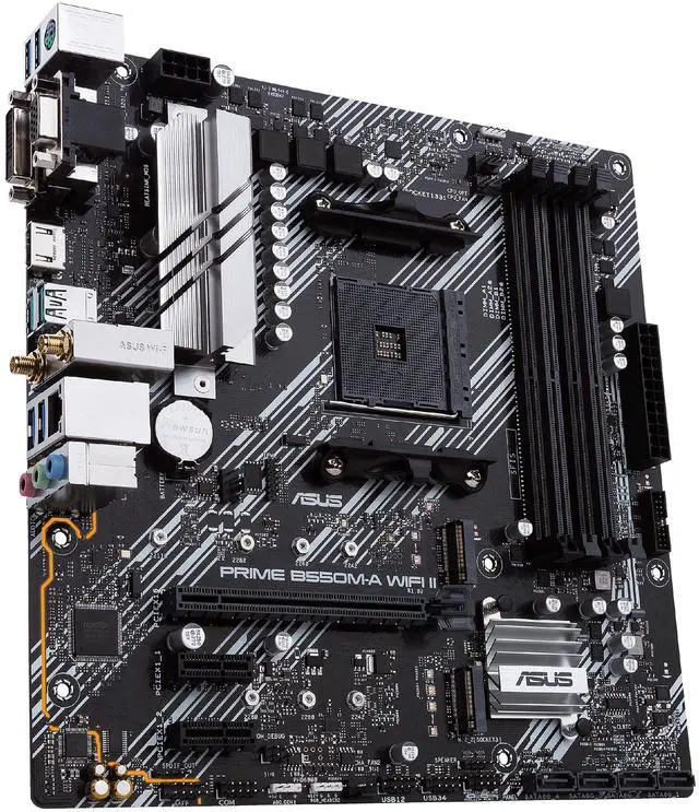 Alt view image 4 of 9 - ASUS Prime B550M-A WiFi II AMD AM4 (3rd Gen Ryzen) Micro ATX Motherboard (PCIe 4.0, WiFi 6, ECC Memory, 1Gb LAN, HDMI 2.1/D-Sub, 4K@60HZ, Addressable Gen 2 RGB Header and Aura Sync)