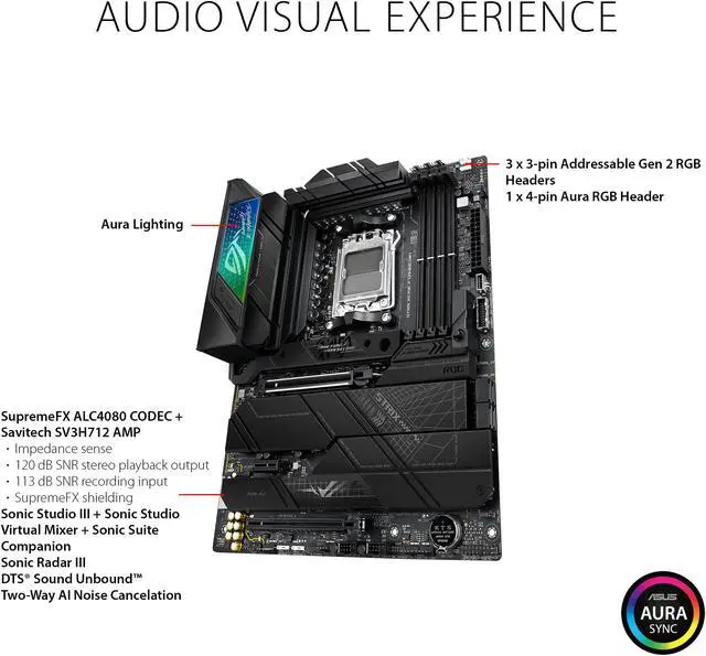 Alt view image 5 of 8 - ASUS ROG STRIX X670E-F GAMING WIFI AMD X670 AM5 Ryzen Desktop 9000 8000 & 7000 ATX motherboard, 18+2 power stages, DDR5, 4x M.2 slots with heatsink, PCIe 5.0, USB 3.2 Gen 2x2, WiFi 6E, AI Cooling II