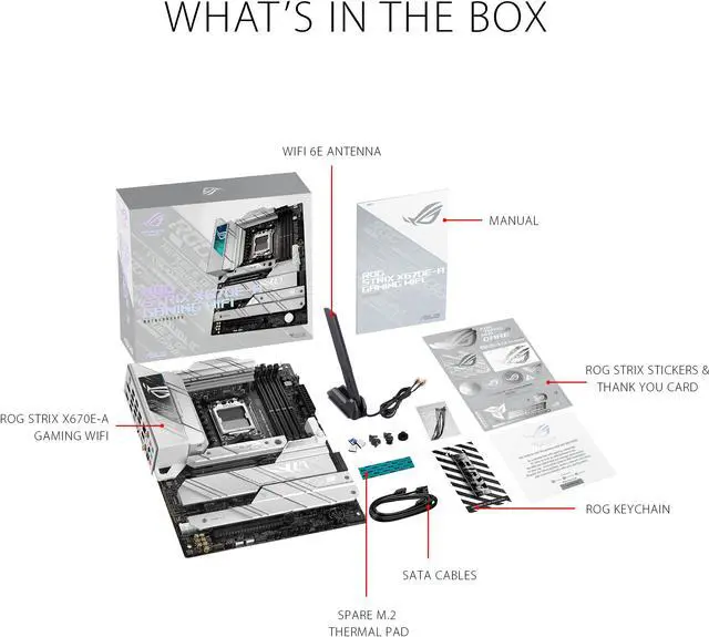 Alt view image 7 of 8 - ASUS ROG STRIX X670E-A GAMING WIFI AMD X670 AM5 Ryzen Desktop 9000 8000 & 7000 ATX motherboard, 16+2 power stages, PCIe 5.0, DDR5, 4x M.2 slots with heatsink, USB 3.2 Gen 2x2, WiFi 6E, AI Cooling II