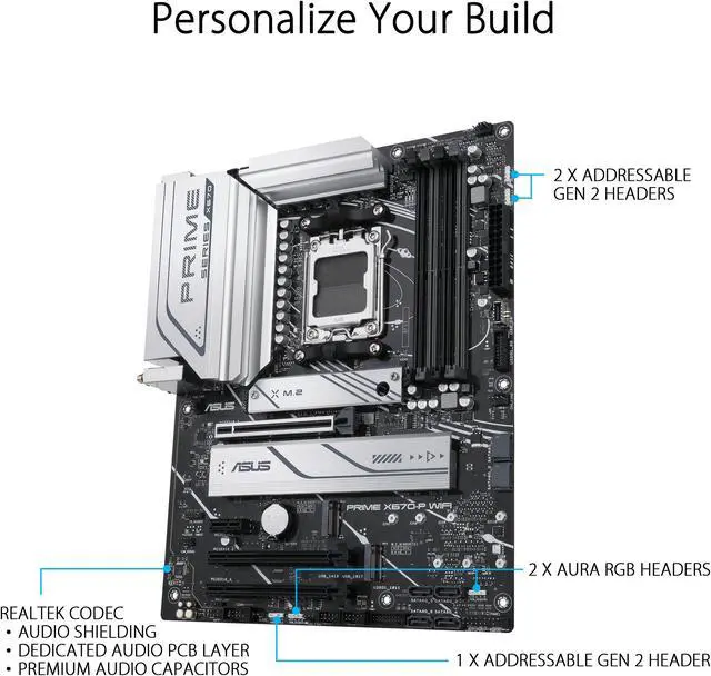 Alt view image 6 of 7 - ASUS PRIME X670-P WIFI AMD X670 AM5 Ryzen Desktop 9000 8000 & 7000 ATX motherboard with three M.2 slots, DDR5, USB 3.2 Gen 2x2 Type-C, USB4 support, WiFi 6 and 2.5Gb Ethernet