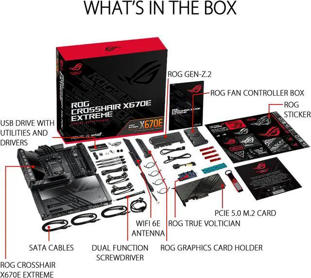 Alt view image 4 of 6 - ASUS ROG Crosshair X670E Extreme (WiFi 6E) Socket AM5 (LGA 1718) Ryzen 7000 EATX Gaming Motherboard (20+2 power stages, PCIe 5.0, DDR5, five M.2 slots, USB 3.2 Gen 2x2 front-panel header with Quick Charge 4+, USB4 ports, AniMe Matrix LED)