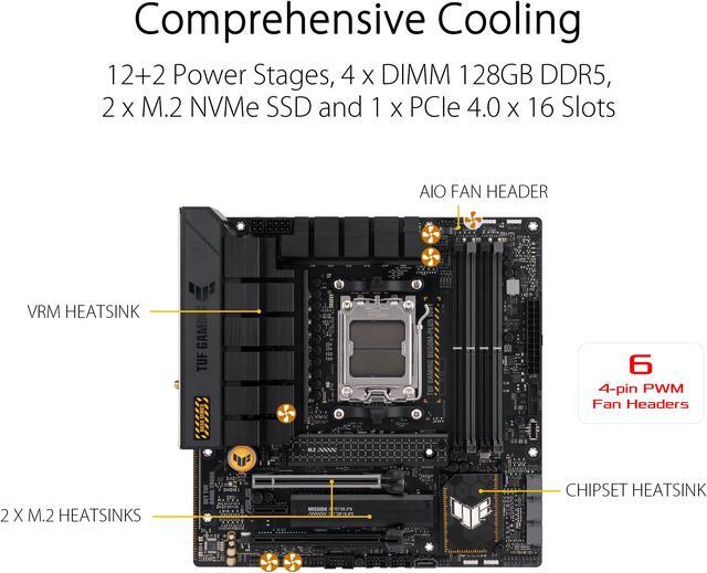 Alt view image 5 of 6 - ASUS TUF GAMING B650M-PLUS WIFI Socket AM5 (LGA 1718) Ryzen 7000 mATX gaming motherboard(14 power stages, PCIe 5.0 M.2 support, DDR5 memory, 2.5 Gb Ethernet, WiFi 6, USB4  support and Aura Sync)