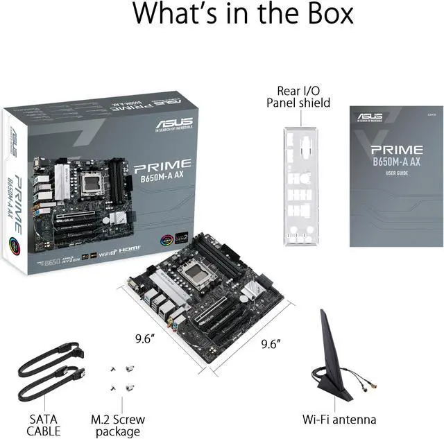 Alt view image 6 of 6 - ASUS Prime B650M-A AX AMD B650(Ryzen 7000) Micro-ATX motherboard(DDR5, PCIe 5.0 M.2 support, 2.5Gb Ethernet, Wi-Fi 6, DisplayPort, HDMI ,USB 3.2 Gen 2 ports, front USB 3.2 Gen 1 Type-C, BIOS FlashBack, CEC Tier II ready)