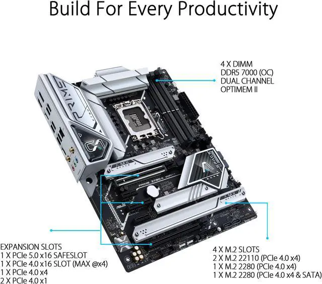 Alt view image 4 of 4 - ASUS Prime Z790-A WiFi 6E LGA 1700(Intel®14th &13th&12th Gen) ATX motherboard (16+1 DrMOS,PCIe 5.0,DDR5,4x M.2 slots,Intel® 2.5 Gb LAN,USB 3.2 Gen 2 front panel Type-C,Thunderbolt™ 4(USB4),DP,Aura Sync RGB lighting)