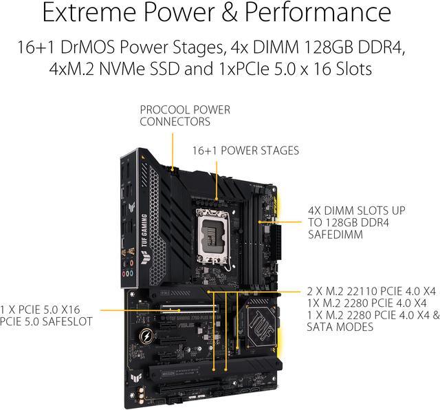 Alt view image 4 of 5 - ASUS TUF Gaming Z790-Plus WiFi D4 LGA 1700(Intel14th & 13th &12th Gen) ATX gaming motherboard(PCIe 5.0, DDR4,4xM.2 Slots,16+1 DrMOS, WiFi 6,Intel  2.5Gb LAN, front USB 3.2 Gen 2 Type-C®, Thunderbolt 4(USB4), ,Aura RGB lighting)