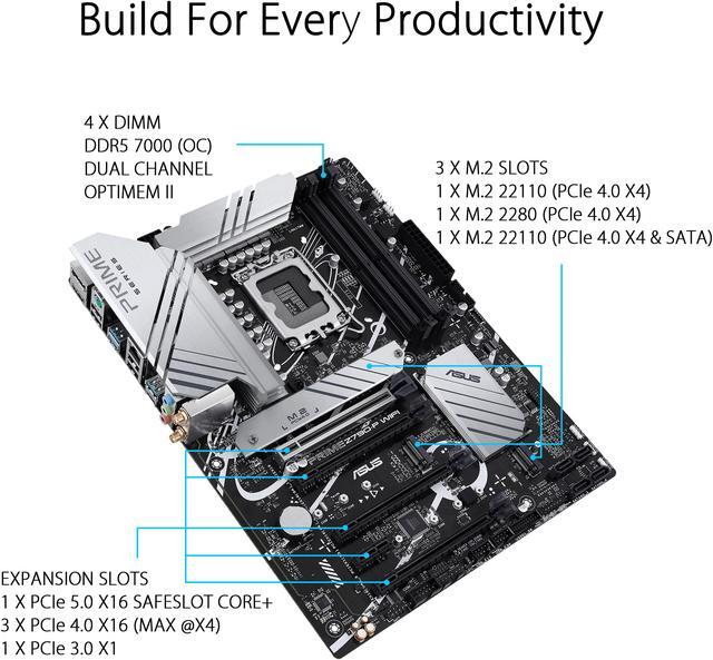 Alt view image 4 of 6 - ASUS Prime Z790-P WiFi LGA 1700(Intel 14th & 13th &12th Gen) ATX motherboard (PCIe 5.0,DDR5,14+1 Power Stages,3x M.2,WiFi 6,Bluetooth v5.2,2.5Gb LAN,front panel USB 3.2 Gen 2 Type-C,Thunderbolt™ 4(USB4) support, Arua Sync)