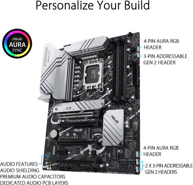 Alt view image 5 of 6 - ASUS Prime Z790-P WiFi LGA 1700(Intel 14th & 13th &12th Gen) ATX motherboard (PCIe 5.0,DDR5,14+1 Power Stages,3x M.2,WiFi 6,Bluetooth v5.2,2.5Gb LAN,front panel USB 3.2 Gen 2 Type-C,Thunderbolt™ 4(USB4) support, Arua Sync)