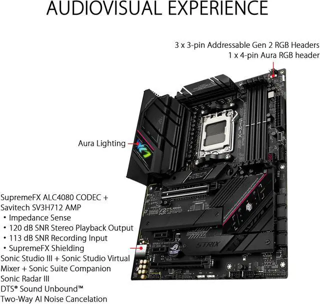 Alt view image 4 of 6 - ASUS ROG Strix B650E-F Gaming WiFi AMD B650 AM5 Ryzen™ Desktop 9000 8000 & 7000 ATX motherboard, 12+2 power stages, DDR5, 3x M.2 slot, PCIe® 5.0, WiFi 6E, 2.5G LAN, USB 3.2 Gen 2x2 Type-C®, Aura Sync
