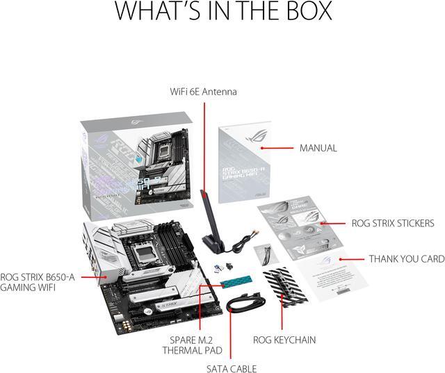 Alt view image 6 of 6 - ASUS ROG Strix B650-A Gaming WiFi AMD B650 AM5 Ryzen™ Desktop 9000 8000 & 7000 ATX motherboard, 12 + 2 power stages, DDR5, 3x M.2 slot, PCIe® 4.0, 2.5G LAN, WiFi 6E, USB 3.2 Gen 2x2 Type-C®, Aura Sync