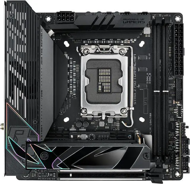 Alt view image 2 of 7 - ASUS ROG Strix Z790-I Gaming WiFi 6E LGA 1700 (Intel 14th & 13th & 12th Gen) mini-ITX gaming motherboard (PCIe 5.0,DDR5,10+1 power stages,Thunderbolt 4,2.5 Gb LAN,USB 3.2 Gen 2x2 front panel Type-C, 2x M.2/NVMe SSD)